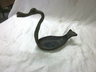 Vintage Cast Iron Hound Swan Or Duck Pipe Holder Rest Stand Signed
