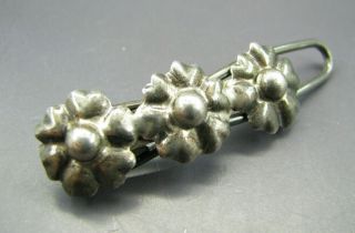 Sterling Silver Taxco/mexico Vintage Hair Barrette Floral Pattern Adorable