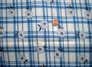 Floral Vtg Feedsack Quilt Sewing Doll Clothes Craft Fabric Blue Black White