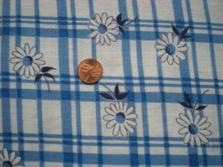 FLORAL Vtg FEEDSACK Quilt Sewing Doll Clothes Craft Fabric Blue Black White 2