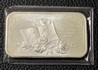 Vintage 1 Oz.  999 Fine Silver Bar Mothers Day May 13th 1973