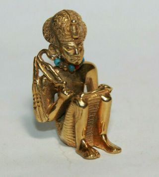 Vintage Miniature Gold Statuette Of Amenhotep Iii Ancient Egyptian Figurine Gift
