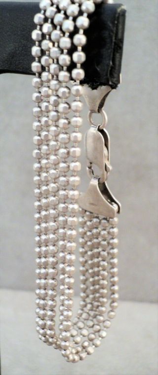 5 - Strand Sterling Silver Bracelet Italy Tiny Faceted Beads 7.  25 " - Estate Vintage