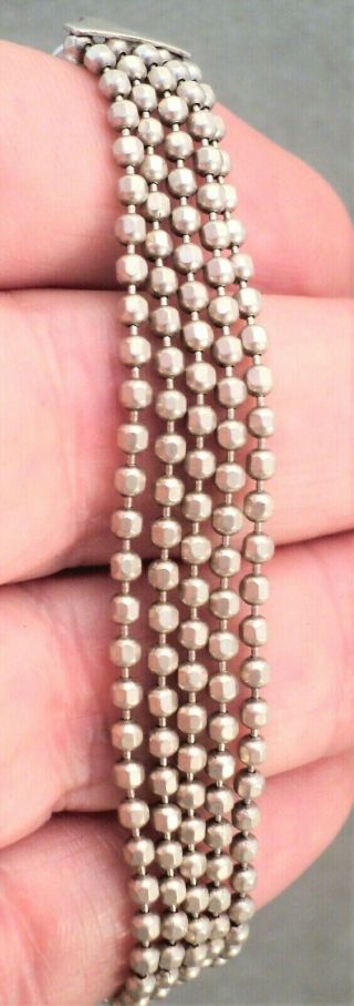 5 - Strand STERLING Silver BRACELET Italy Tiny Faceted Beads 7.  25 