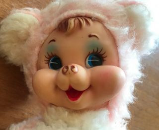 Vintage 9 1/2” Pink Rushton? Teddy Bear Rubber Face No Tag 2
