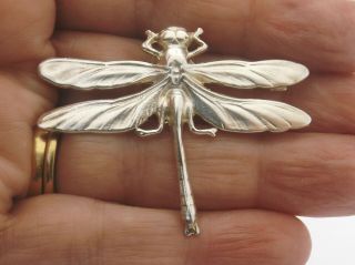 Vintage Or Antique Sterling Silver Brooch Dragonfly Art Nouveau Style