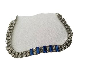 Dazzling Vintage Signed Eisenberg Ice Clear And Blue Rhinestone Bracelet