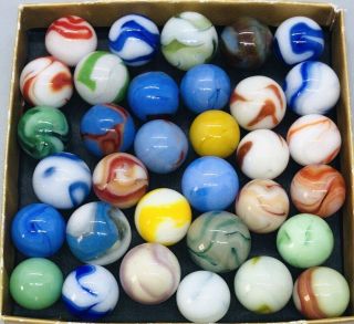 Akro Agate Alley Christensen Marbles Vintage Swirl Marbles Mixed Maker Nm - M