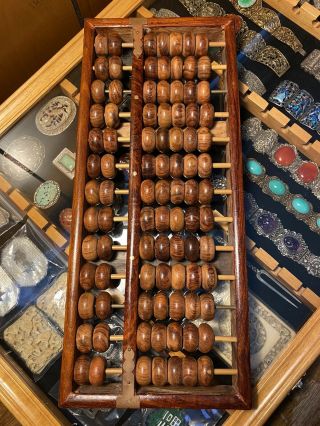Lotus Flower Brand Antique Chinese Abacus 13 Rods 91 Beads
