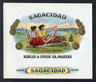 Old Sagacidad Cigar Label - Habana - Kuhles & Stock Co.