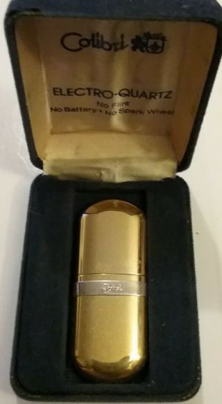Vintage Colibri Electro Quartz Cigarette Lighter Silver Gold Chrome W/ Case