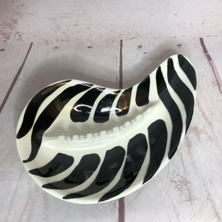 Vintage Cal Style A228 Usa Pottery White Black Atomic Boomerang Ashtray Zebra