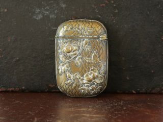 Antique Vesta Case Japanese Meiji Bronze Mixed Metal Match Safe Box Cigarette 01