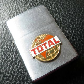 Brushed Chrome Zippo Lighter With Total Advertising Logo 1975 ///
