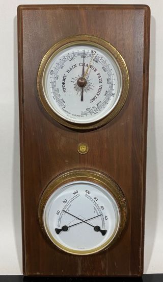 Vtg Precision Barometer Thermometer Gauge Wood Wall Instrument West Germany