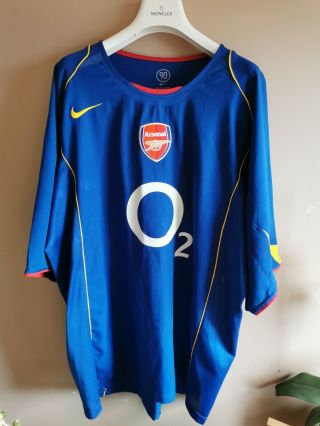 Blue Arsenal 02 Away Kit 2004 - 2005 Yellow Vintage Nike Xxl