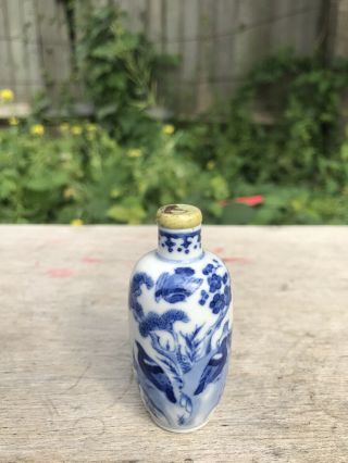Rare Antique / Vintage Chinese Porcelain Snuff Bottle With Cover 18th Or 19th