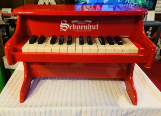 Vintage Schoenhut 25 Key Baby Grand Piano Childrens Toy Red