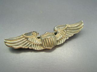 Us Army Air Force Aaf Pilot Wings Sterling Silver Pin Amico Wwii Era Vtg 2 " Wide