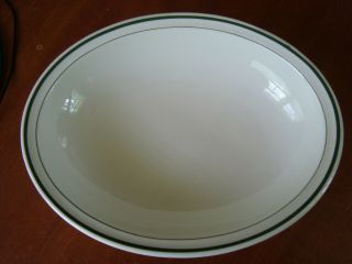 Vintage Syracuse China Oval Serving Bowl Double Green Stripe 9.  5 " Vgc