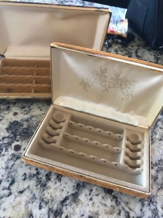 Vintage Mele Earring Box Hard Case Travel Organizer Holder Jewelry & Velvet Case
