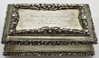 Fine William Iv Cast Sterling Silver Snuff Box.  Nathaniel Mills 1835.