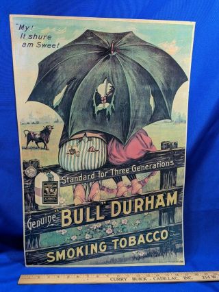 Bull Durham Smoking Tobacco Vintage Cardboard Poster Sign 25x17