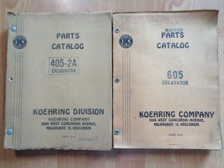 Vintage Koehring 605 & 405 - 2a Excavator Parts Catalogs Oem 1950s