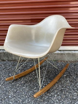 Vintage Eames Herman Miller Arm Shell Rocking Chair Fiberglass Mid Century Mod