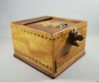 Vintage Wooden Cigarette Dispenser Box Scottie Dog Made In Japan Art Deco