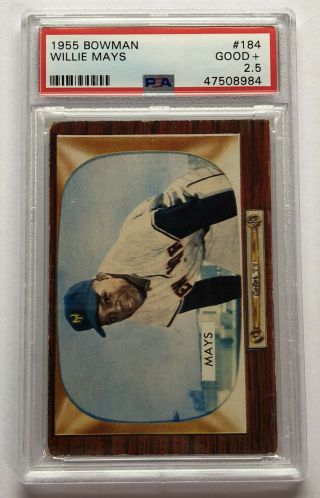 Willie Mays 1955 Bowman Baseball Card 184 Psa 2.  5 York Giants Hof