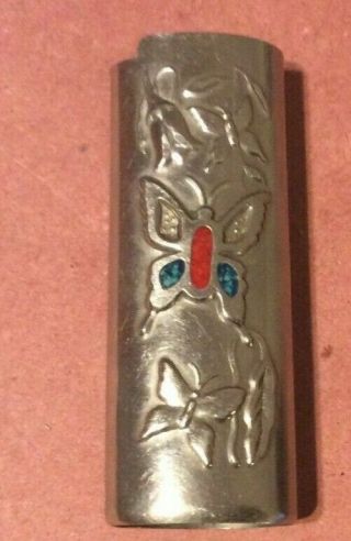 Vintage Silver/chrome Cigarette Lighter Sleeve Case Holder Metal