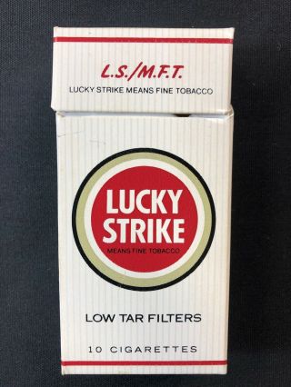 Vintage Lucky Strike Pinstripe 10 Cigarette Pack Empty Hard Box Ls/mft
