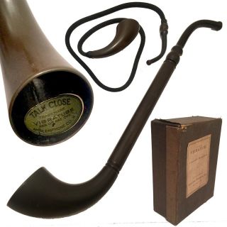 Rare Antique Vibratube Hearing Aid Device Ear Trumpet Circa 1900s W/original Box
