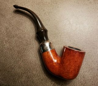 Vintage Unbranded Bent Billiard Tobacco Smoking Pipe.  P - Lip Stem.  Made In Italy