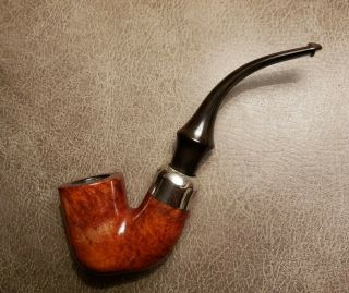 Vintage Unbranded Bent Billiard Tobacco Smoking Pipe.  P - Lip Stem.  Made in Italy 2