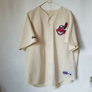 Vintage Majestic Mlb Cleveland Indians Chief Wahoo Logo Jersey Men’s Xl Ivory