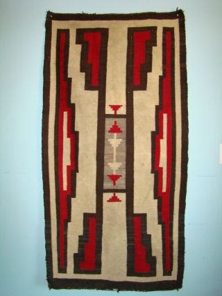 Antique Navajo Rug Large Native American Storm Variant Weaving