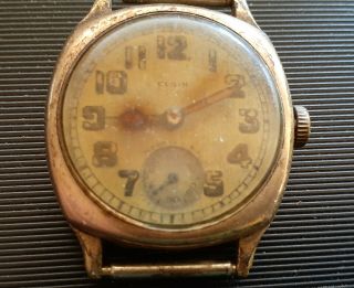 Antique Vintage 1920s Elgin Cushion Ww1 Trench Wristwatch Fixer Watch Gf