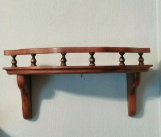 Vintage Wooden Spindle Hanging Wall Shelf Plate Knick Knacks Holder Country 14 "