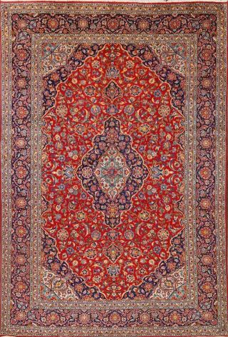 Vintagetraditional Floral Ardakan Area Rug Red Living Room Hand - Knotted 9x13