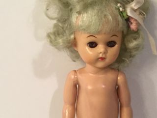 Vintage Ginny Vogue Doll Blonde Curly Hair 8” Plastic Sleep Eyes Green Blue Tnt