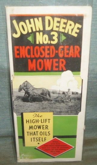 Vintage 1937 John Deere No.  3 Enclosed Gear Mower Farm Advertising Brochure