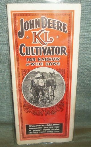 Vintage 1937 John Deere Kl Cultivator Farm Advertising Brochure