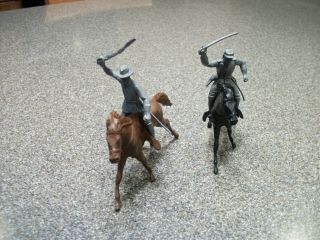 Vintage Marx Civil War Blue And Gray Dark Gray Cavalry Soldiers And Horses