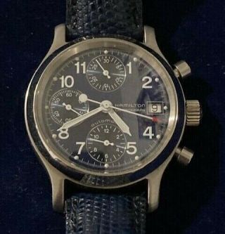 Vintage Hamilton Chrono - Matic Automatic Watch Leather Strap