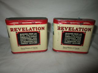 2 Vintage Revelation Pipe Tobacco Tin ' s 1 1/4oz 2