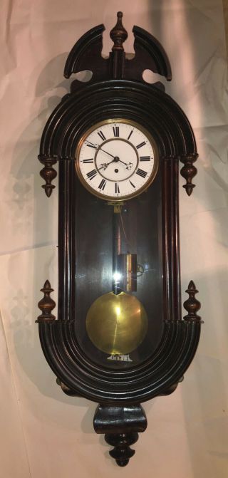 Rare Teardrop Style Early Antique Weight Driven Vienna Regulator Wall Clock