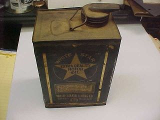 White Star Refining Co,  Detroit Mich.  Antique Motor Oil Can,  1 Gallon,  Rare Can