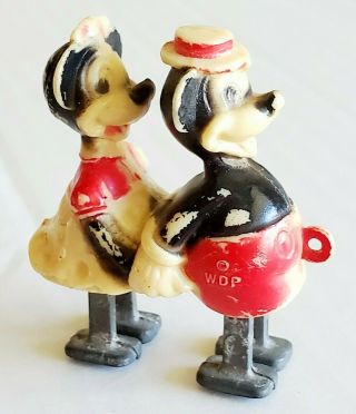 2 " - Vintage Walt Disney - Mickey Mouse & Minnie Mouse Figure Toy Plastic - Wdp